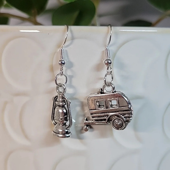 Camping Themed Drop Earrings - Picture 1 of 6